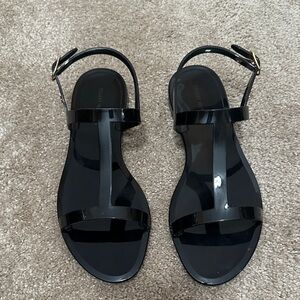 Stuart Weitzman Glossy Black Sandals